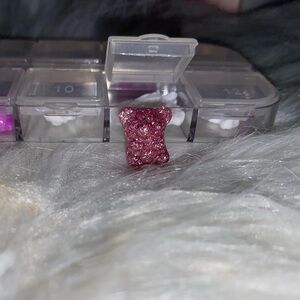 10pcs 3D Nail Charm Pink Multicolor Glitter Wide Bear Made For Long - 3XL Nails